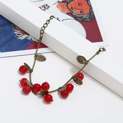 Boho Vintage Cherry Coin Bangle for Girls