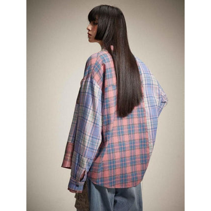 Women's Vintage Plaid Long Sleeve Blouse