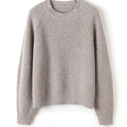 Melange Wool Warm Loose-Fit Pullover