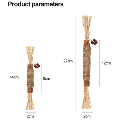 Juguete para gatos de hierba de rafia con forma de palo para masticar Silvervine Polygonum Kitty