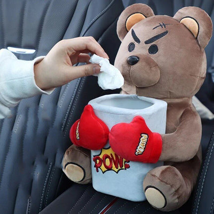 Cute Cartoon 2-in-1 Car Tissue & Trash Holder - Multi-functional Armrest Storage Accessory - Wnkrs