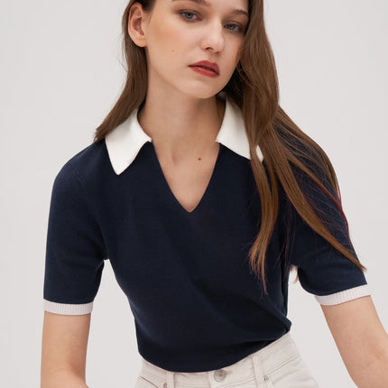 Chic Silk Knit Polo