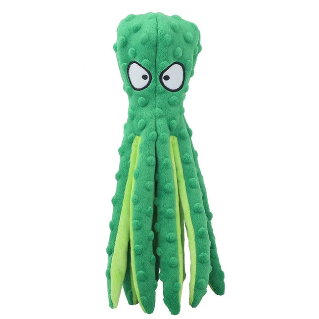 Pulpo de peluche interactivo con chirrido para perros