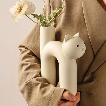 Vase tube en forme de tête de chat mignon