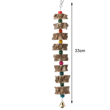 Balançoire à oiseaux en bois naturel avec cloche