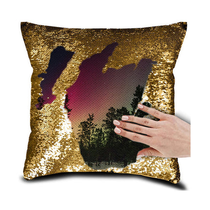 Personalised Photo Your Name Or Text Decorative Sequin Pillow Cushion Cover Reveal Magic Gift Mother Of The Bride Groom 16*16" - Wnkrs