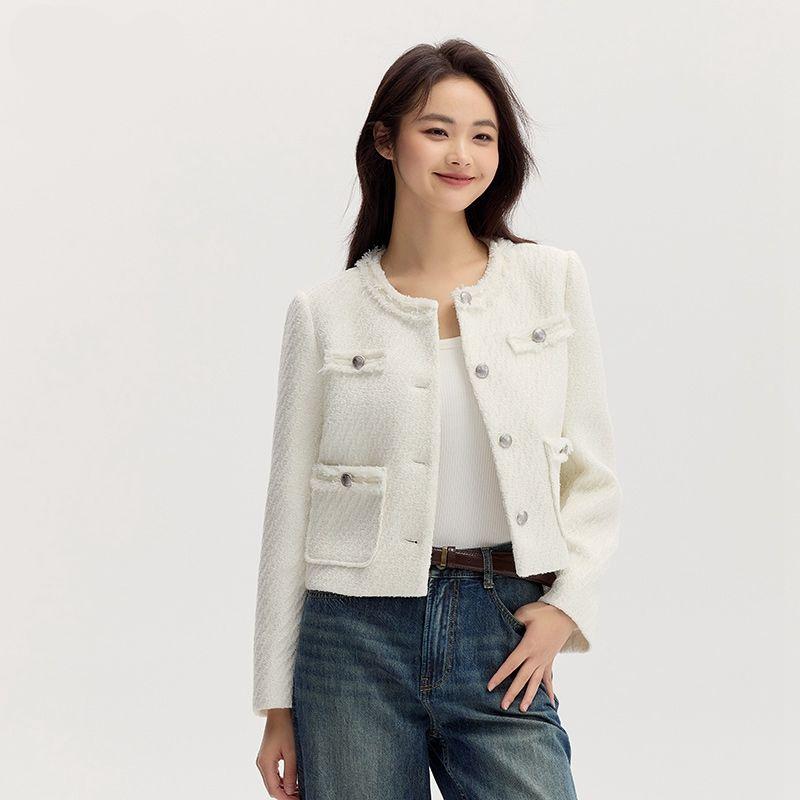 Tassel Slim-Fit Jacket with Shoulder Padding