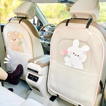 Cute Bear & Rabbit Cartoon Car Seat Kick Mat - Wnkrs