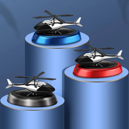 Solar-Powered Helicopter Car Air Freshener: Rotating Aroma Diffuser in 3 Elegant Colors - Wnkrs