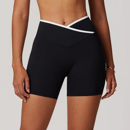 Pantalones cortos deportivos y de yoga para mujer con cintura alta y forma de V