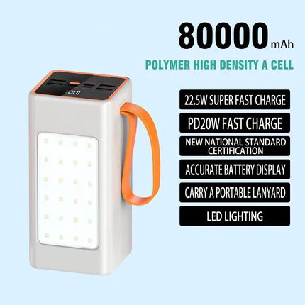 Ultra-Capacity 200000mAh Power Bank with 66W Fast Charge and LED Light - Wnkrs