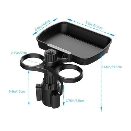 Rotatable Car Cup Holder Tray with Cell Phone Slot Multifunctional Car Organizer - Wnkrs