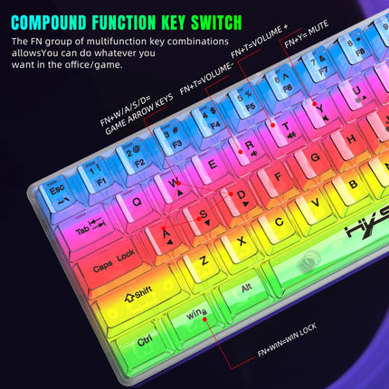 Teclado para juegos con cable RGB compacto al 60 %