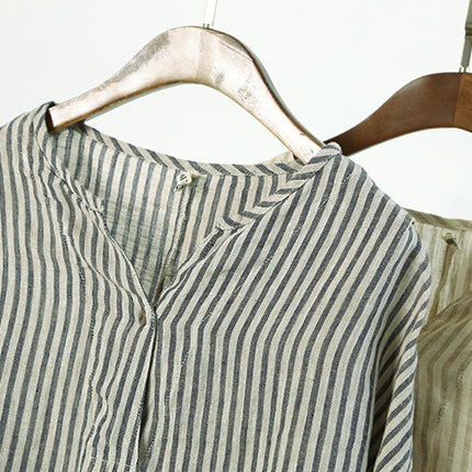 Women's Loose Striped Cotton Shirts - Wnkrs