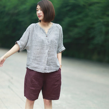 Women's Loose Striped Cotton Shirts - Wnkrs