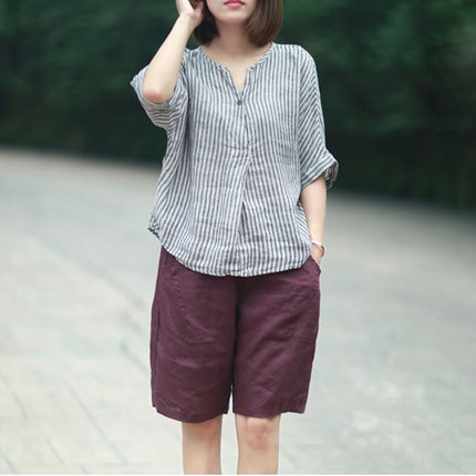 Women's Loose Striped Cotton Shirts - Wnkrs