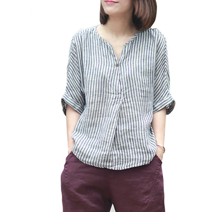 Women's Loose Striped Cotton Shirts - Wnkrs