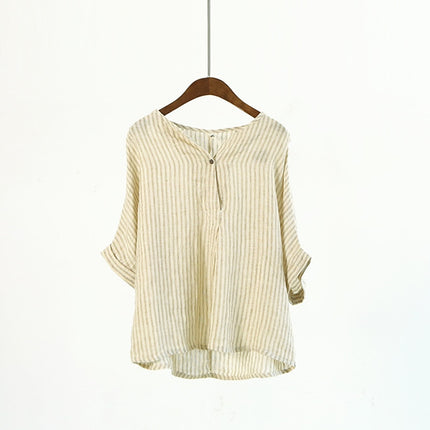 Women's Loose Striped Cotton Shirts - Wnkrs