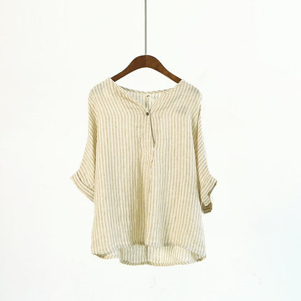 Women's Loose Striped Cotton Shirts - Wnkrs