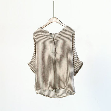 Women's Loose Striped Cotton Shirts - Wnkrs