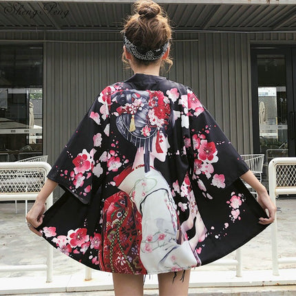 Women's Japanese Red Fish Printed Kimono - Wnkrs