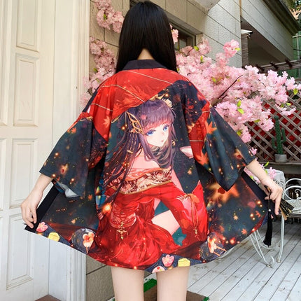 Women's Japanese Red Fish Printed Kimono - Wnkrs