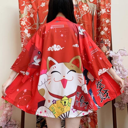 Women's Japanese Red Fish Printed Kimono - Wnkrs