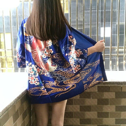 Women's Japanese Red Fish Printed Kimono - Wnkrs