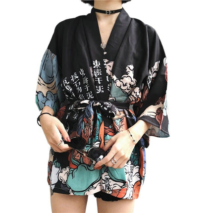 Women's Japanese Red Fish Printed Kimono - Wnkrs