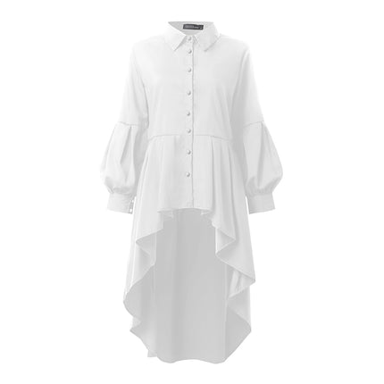 Women's Asymmetrical Blouse with Lantern Sleeves