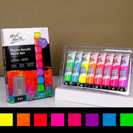 8-Color Fluorescent Acrylic Pigment Set - 36ml for Vibrant Art and Graffiti