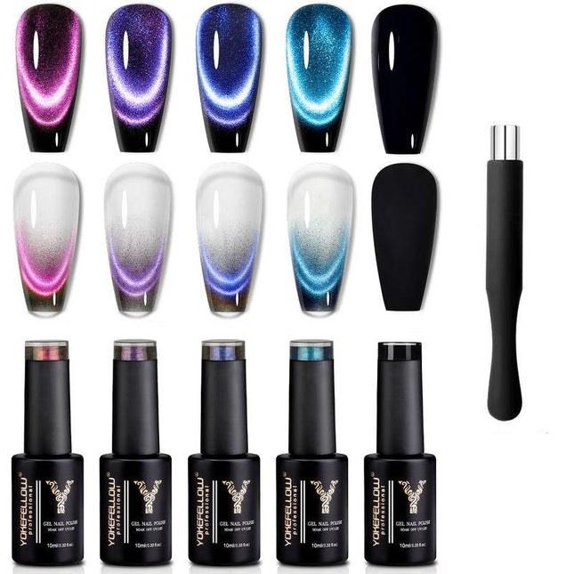 Lot de 5 vernis à ongles en gel magnétique Dream Cat de 10 ml - Manucure semi-permanente à trempage UV LED