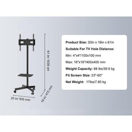 Adjustable Mobile TV Stand with Wheels & Dual Trays - Wnkrs