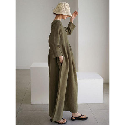 Women's Summer Cotton Linen Maxi Dress