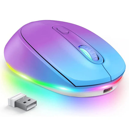 Wireless Rechargeable Mouse with LED Rainbow Lights