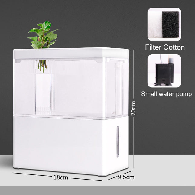 Aquarium compact Aquascape USB avec éclairage LED réglable et filtration automatique