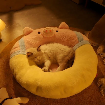 Cama para gatos con forma de cerdo rosa