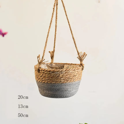 Charmant panier à fleurs suspendu en corde de jute pour décoration intérieure et extérieure