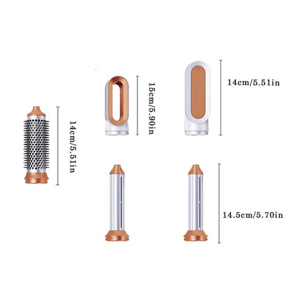 Brosse sèche-cheveux à air chaud 5 en 1 avec technologie ionique négative et accessoires amovibles