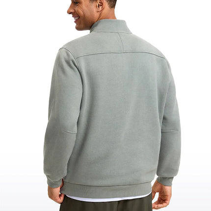 Sweat-shirt à col montant et demi-zip doublé en polaire pour homme