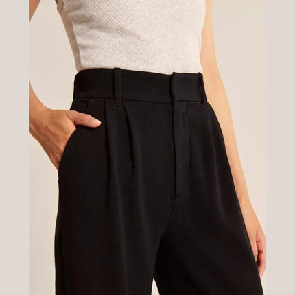 Pantalones elegantes de cintura alta y pierna ancha para mujer