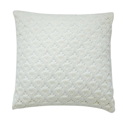 Housse de coussin en tricot à losanges de style scandinave - Taie d'oreiller creuse de couleur pure