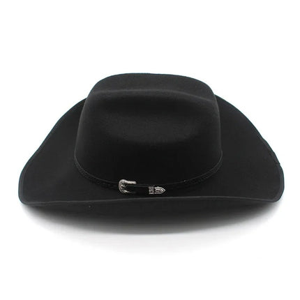 Chapeau de cowboy Fedora à bord roulé noir