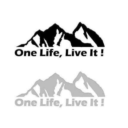 Universal 'One Life Live It' Off-Road Car Sticker - Mountain Silhouette Decal for All Vehicles - Wnkrs