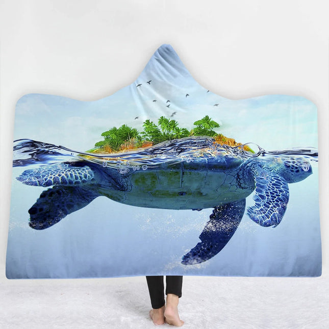 New Ocean Turtle Series Hooded Blanket Cape - Wnkrs