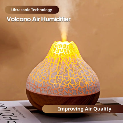 Humidificador de aire Volcano de 300 ml con USB, luz nocturna de 7 colores y difusor de niebla de agua