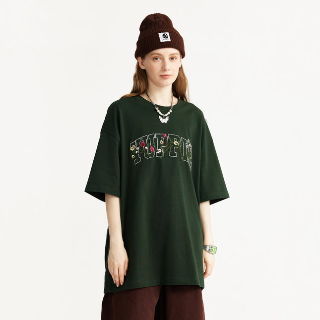 Camiseta gruesa con bordado floral