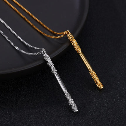 Golden Cudgel Stainless Steel Pendant Necklace