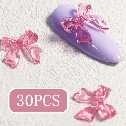 Charms pour ongles en forme de nœud rose bonbon