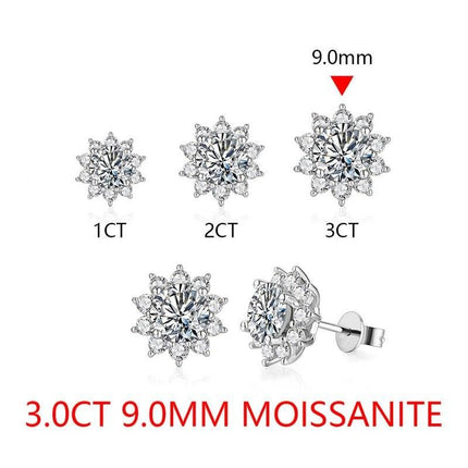 Elegant Snowflake Moissanite Diamond Stud Earrings - Wnkrs